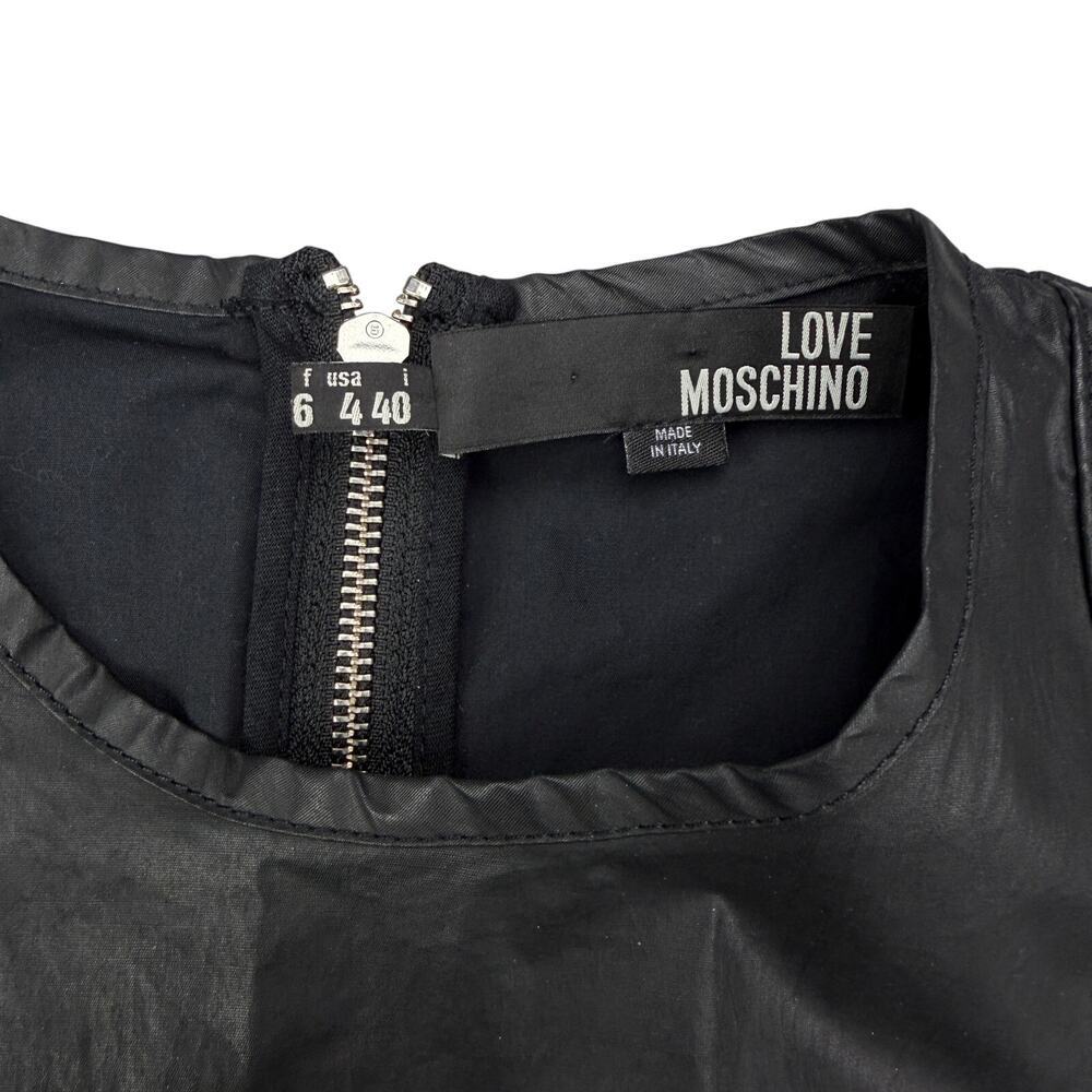 LOVE MOSCHINO Black Front Button Shift Dress Size 4 Made In Italy - Picture 5 of 7